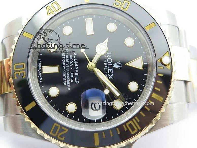 0301 Submariner 116613 LN Noob 1:1 Best Edition YG Wrapped Bezel Black Dial On SS YG Bracelet A Neat 3961